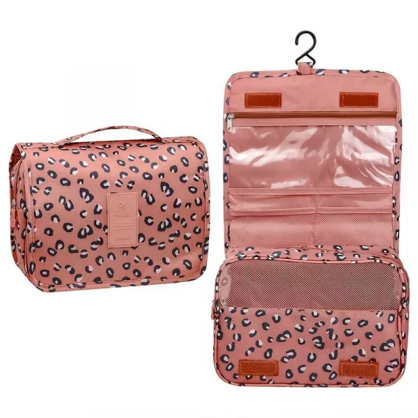Hanging toiletry bag - Leopard Pink