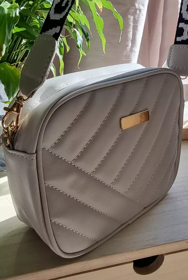 Geometric Faux Leather handbag - Grey