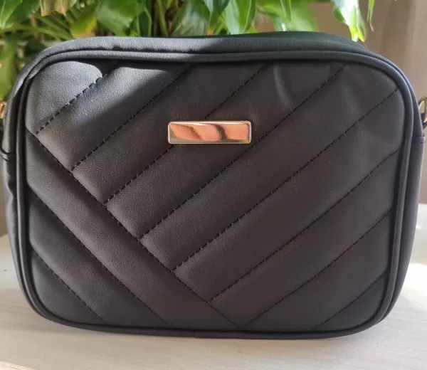 Geometric Faux Leather handbag - Black