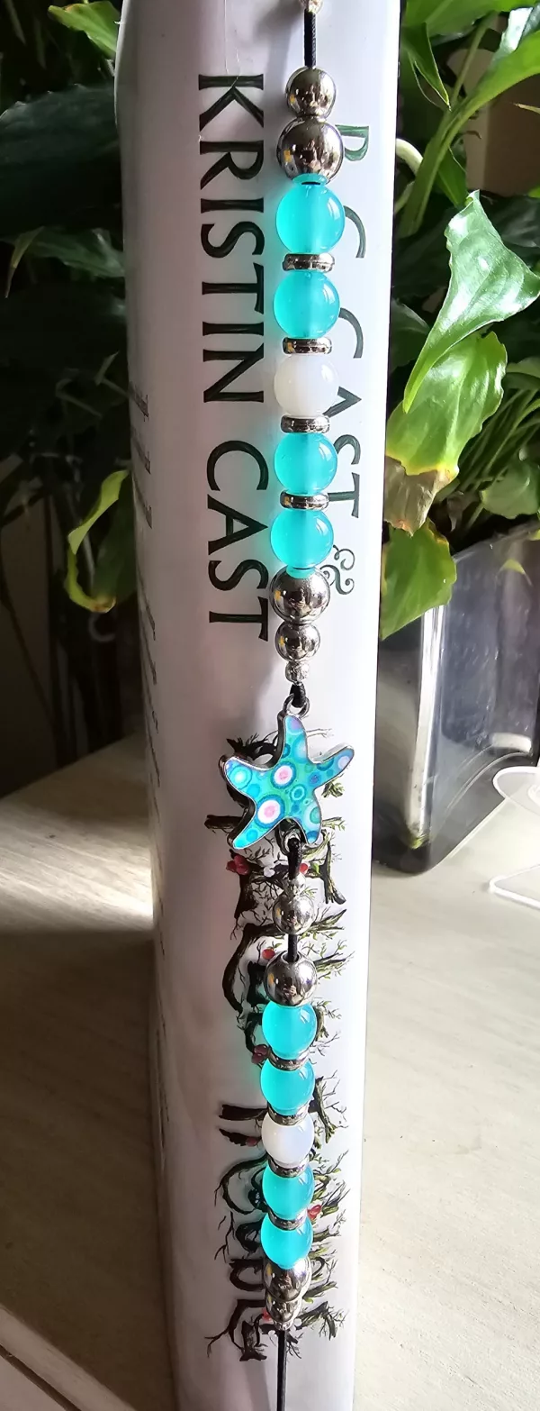 Starfish Elasticated bookmark - Light Blue