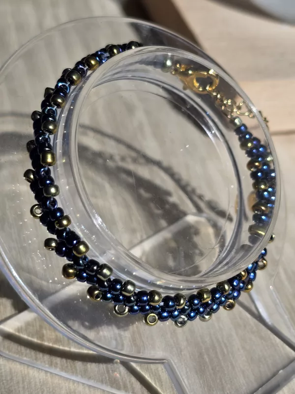 Blue and Gold Toho bead bracelet