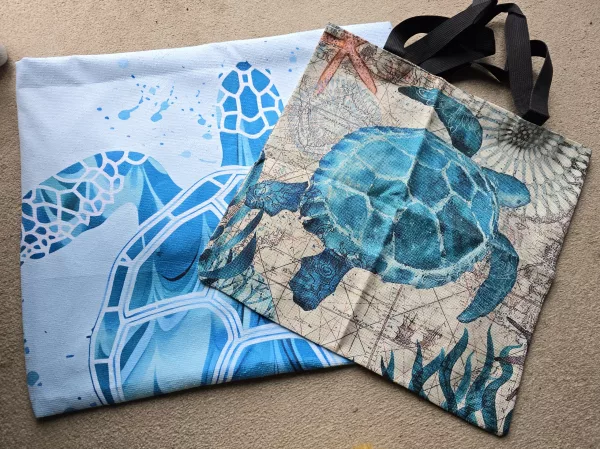 sea turtle beach towel and tote bag set