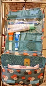 hanging toiletry bag - in use