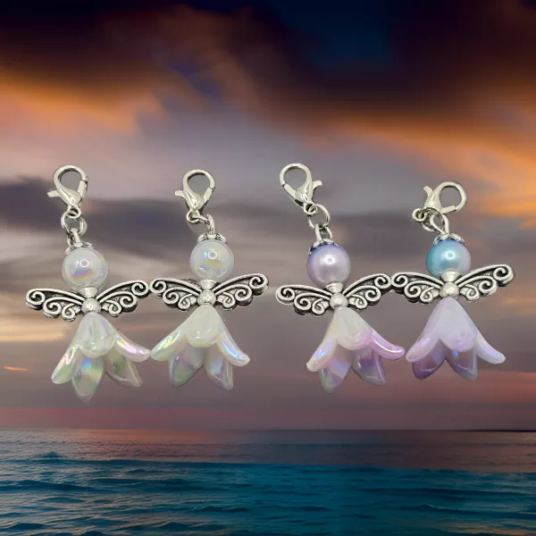 4 pack Angel zipper charms - Bellflower shaped angel bag charms - Image 13