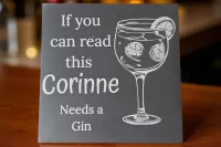 Personalised Gin Coaster - Engraved Slate Coaster for Gin Lovers - Custom Name Gin Gift
