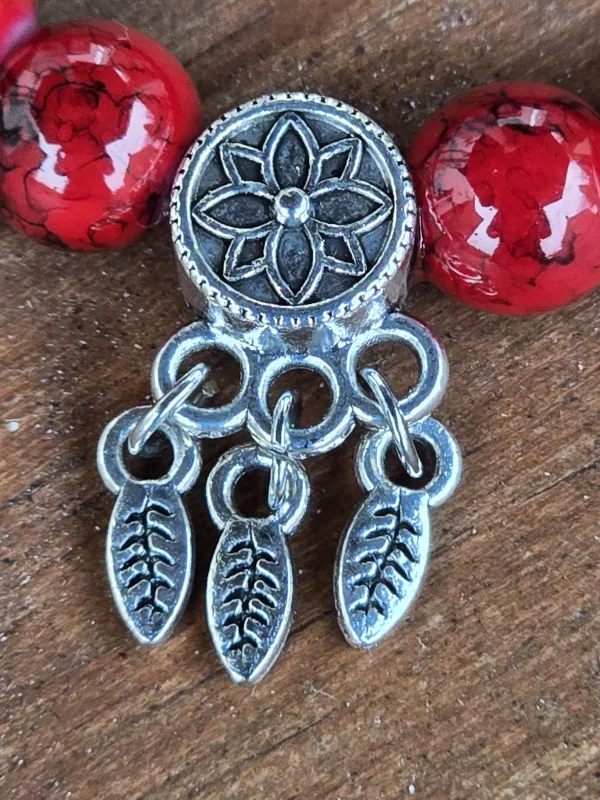Women's Dreamcatcher Red Stone Bracelet - Handmade 6 inch Elastic Bracelet - Image 7