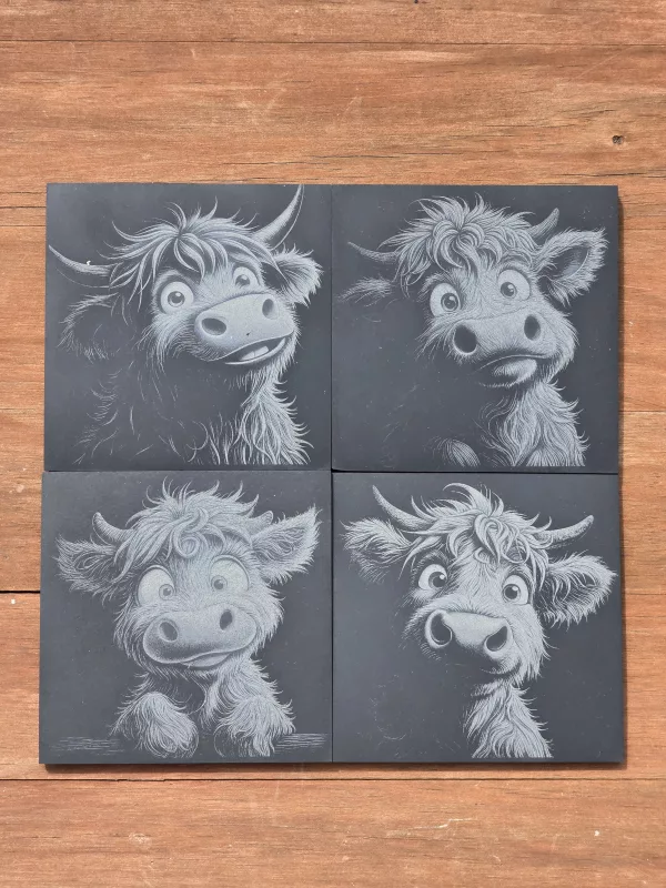Highland Cow Coasters - 4 pack of Cute Highland Cow Drinks Mats - Image 13