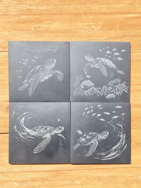 Sea Turtle Slate Coasters - 4 pack contemporary drinks coasters - Image 12