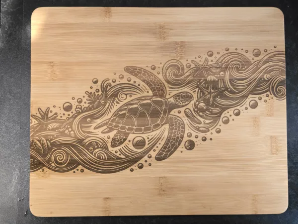 Sea Turtle chopping board - Ocean themed bamboo cutting board - Image 7