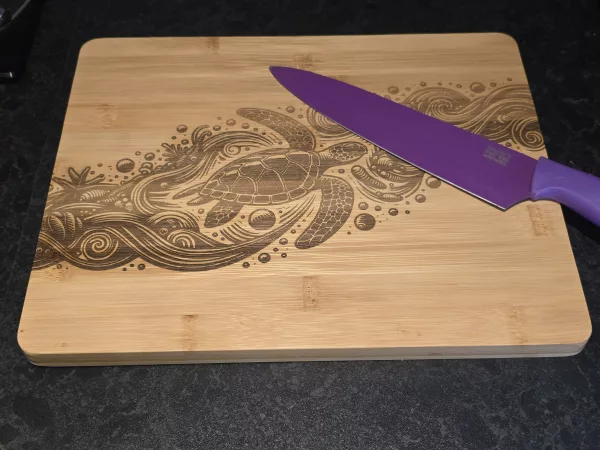 Sea Turtle chopping board - Ocean themed bamboo cutting board - Image 9