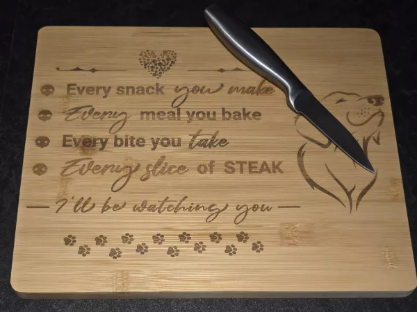 Every snack you make chopping board - Doggy themed bamboo cutting board - Image 9