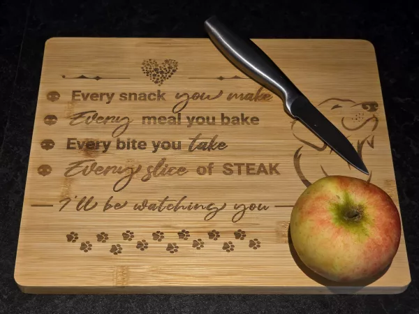 Every snack you make chopping board - Doggy themed bamboo cutting board - Image 8