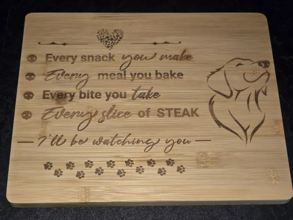 Every snack you make chopping board - Doggy themed bamboo cutting board - Image 7