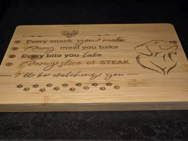 Every snack you make chopping board - Doggy themed bamboo cutting board - Image 4
