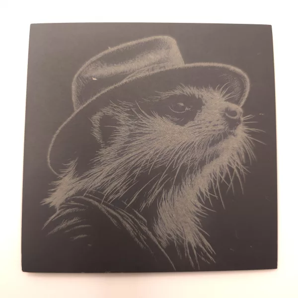 Animals in Hats - 4 pack slate coaster set of cute critters in fedora hats - Image 8