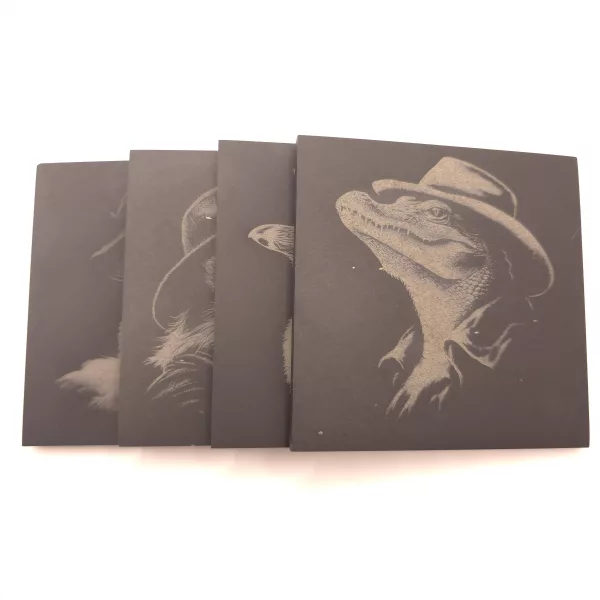 Animals in Hats - 4 pack slate coaster set of cute critters in fedora hats - Image 9