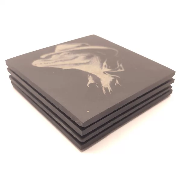 Animals in Hats - 4 pack slate coaster set of cute critters in fedora hats - Image 11