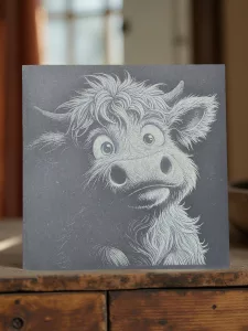 Highland cow slate coaster