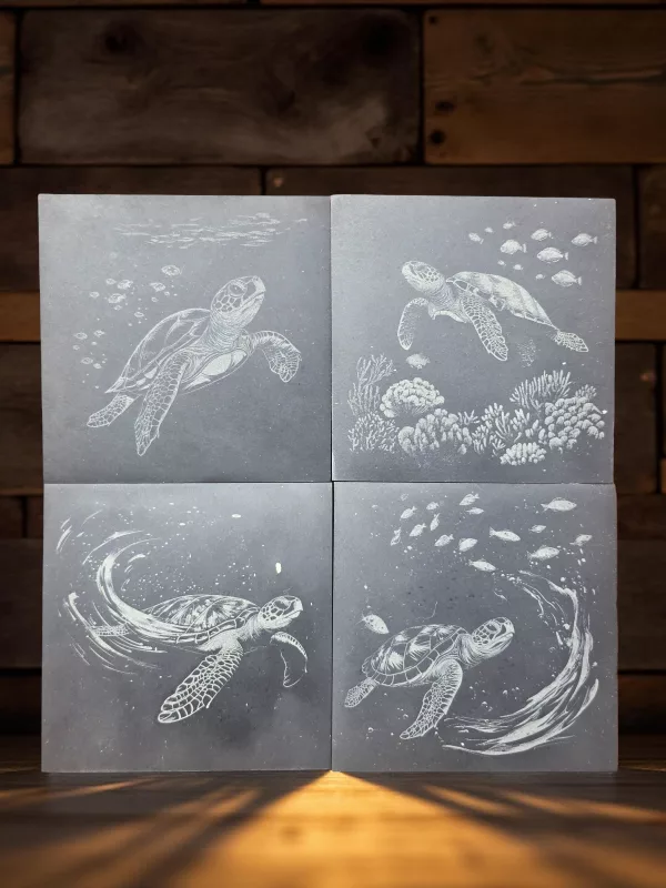 set of 4 sea turtle slate drinks coasters