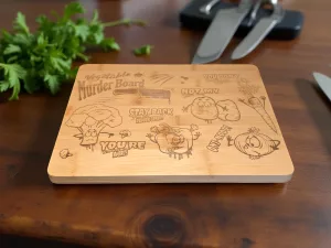 Vegetable Murder Board - Laser engraved bamboo chopping board