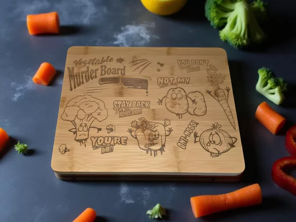 Vegetable Murder Board - Funny bamboo cutting board - Image 4