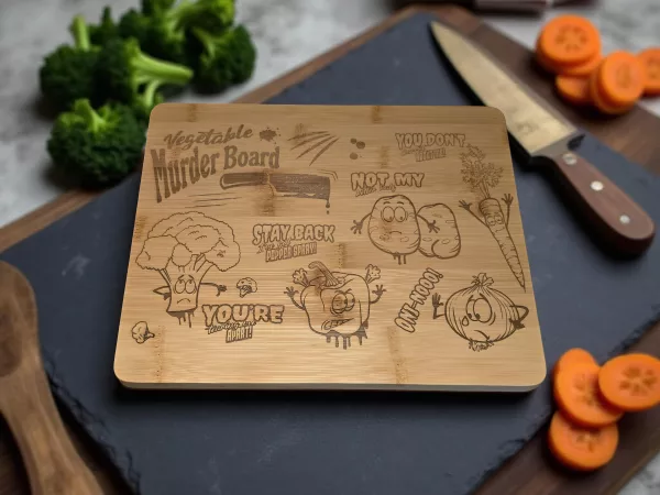 Vegetable Murder Board - Funny bamboo cutting board - Image 3