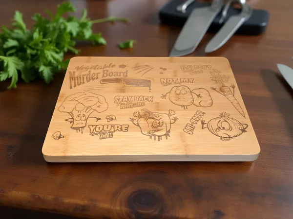 Vegetable Murder Board - Funny bamboo cutting board - Image 7