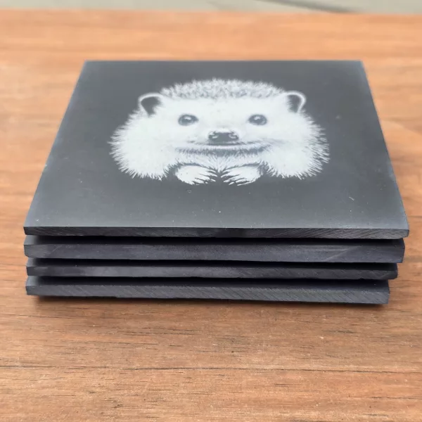 Hedgehog Slate Coaster Set - 4 pack drinks mat set - Image 10