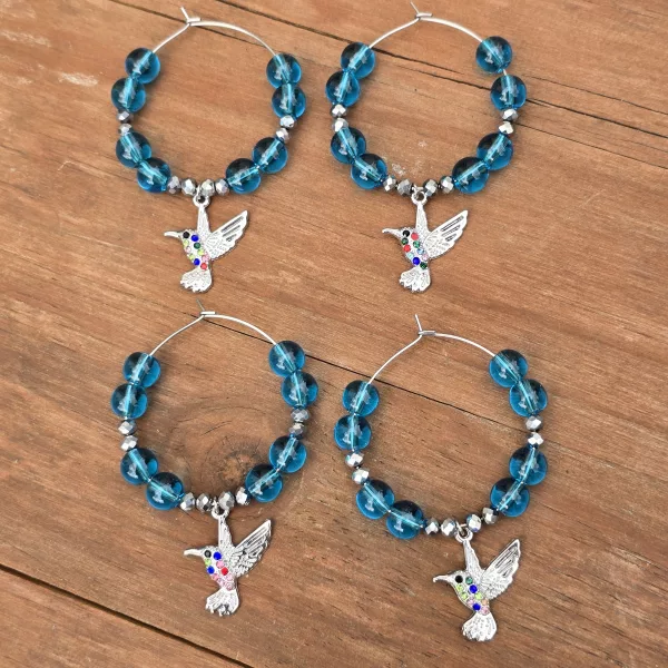 Hummingbird Wine Glass Charms - Pack of 4 drinks markers - Image 14