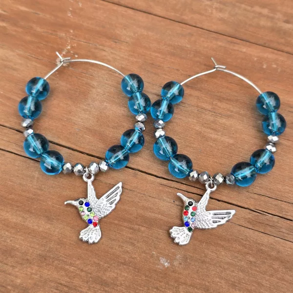 Hummingbird Wine Glass Charms - Pack of 4 drinks markers - Image 11