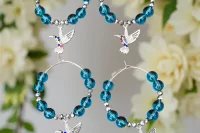 4 pack of hummingbird wine glass charms