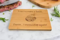 bamboo chopping board for steak lovers - tried to make a salad