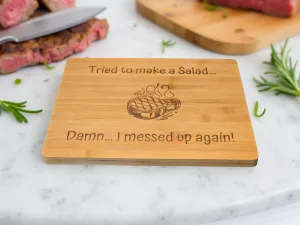 bamboo chopping board for steak lovers - tried to make a salad