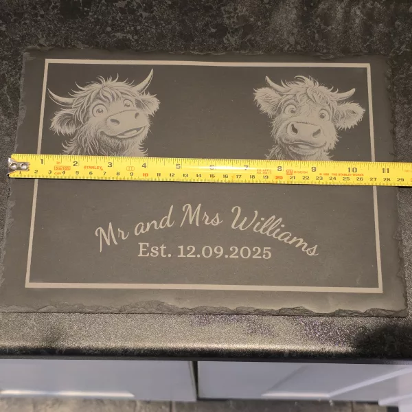 Cute Highland Cow Mr and Mrs Cheese Slate - Serving Board - Image 9