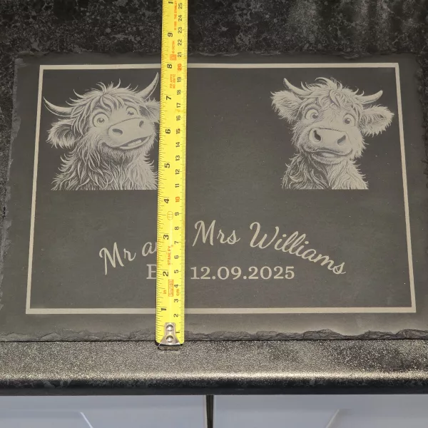 Cute Highland Cow Mr and Mrs Cheese Slate - Serving Board - Image 8