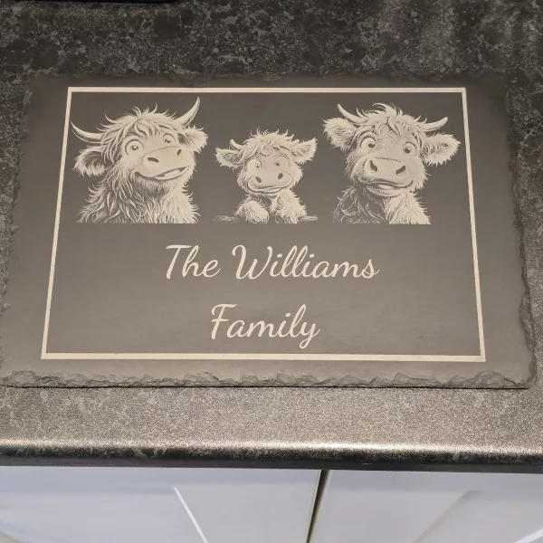 Customised Highland Cow Family Cheese Slate / Serving Board - Image 23