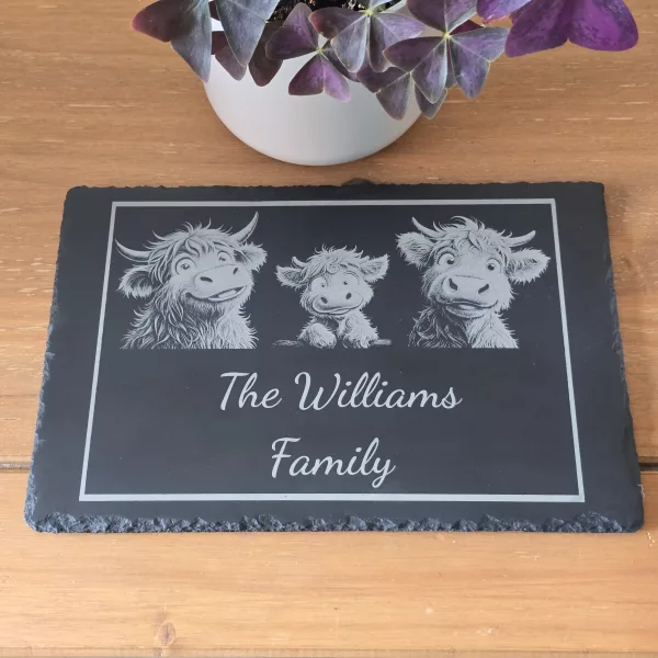 Customised Highland Cow Family Cheese Slate / Serving Board - Image 17