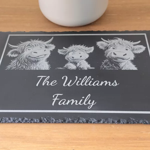 Customised Highland Cow Family Cheese Slate / Serving Board - Image 16