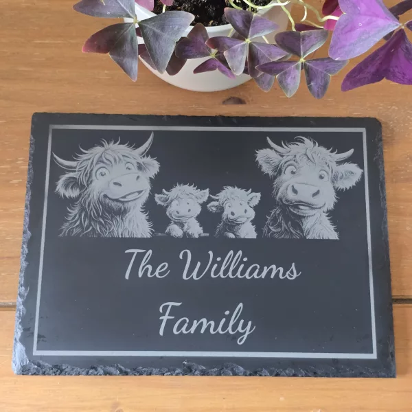 Customised Highland Cow Family Cheese Slate / Serving Board - Image 15
