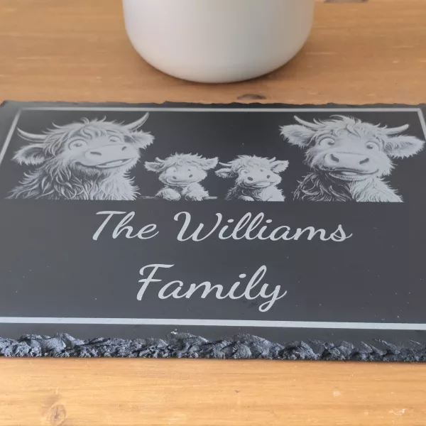 Customised Highland Cow Family Cheese Slate / Serving Board - Image 14