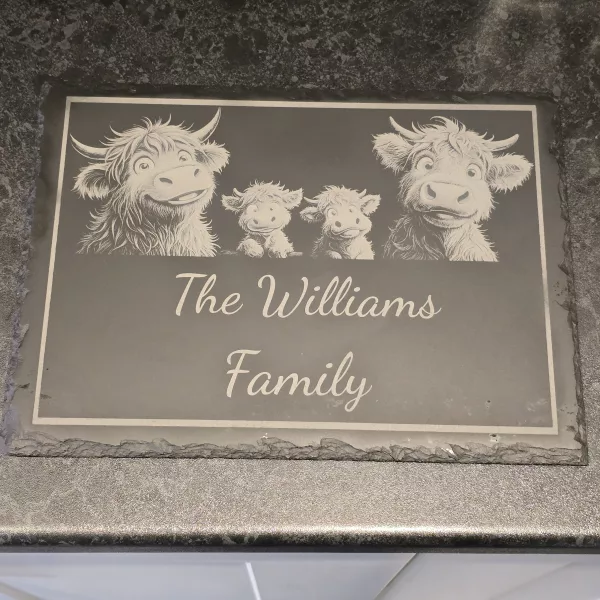 Customised Highland Cow Family Cheese Slate / Serving Board - Image 8