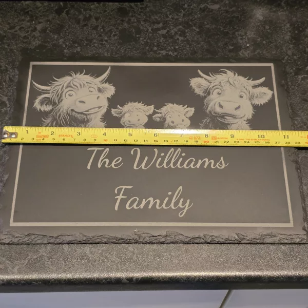 Customised Highland Cow Family Cheese Slate / Serving Board - Image 6