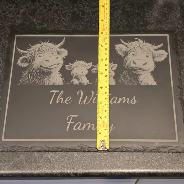 Customised Highland Cow Family Cheese Slate / Serving Board - Image 5