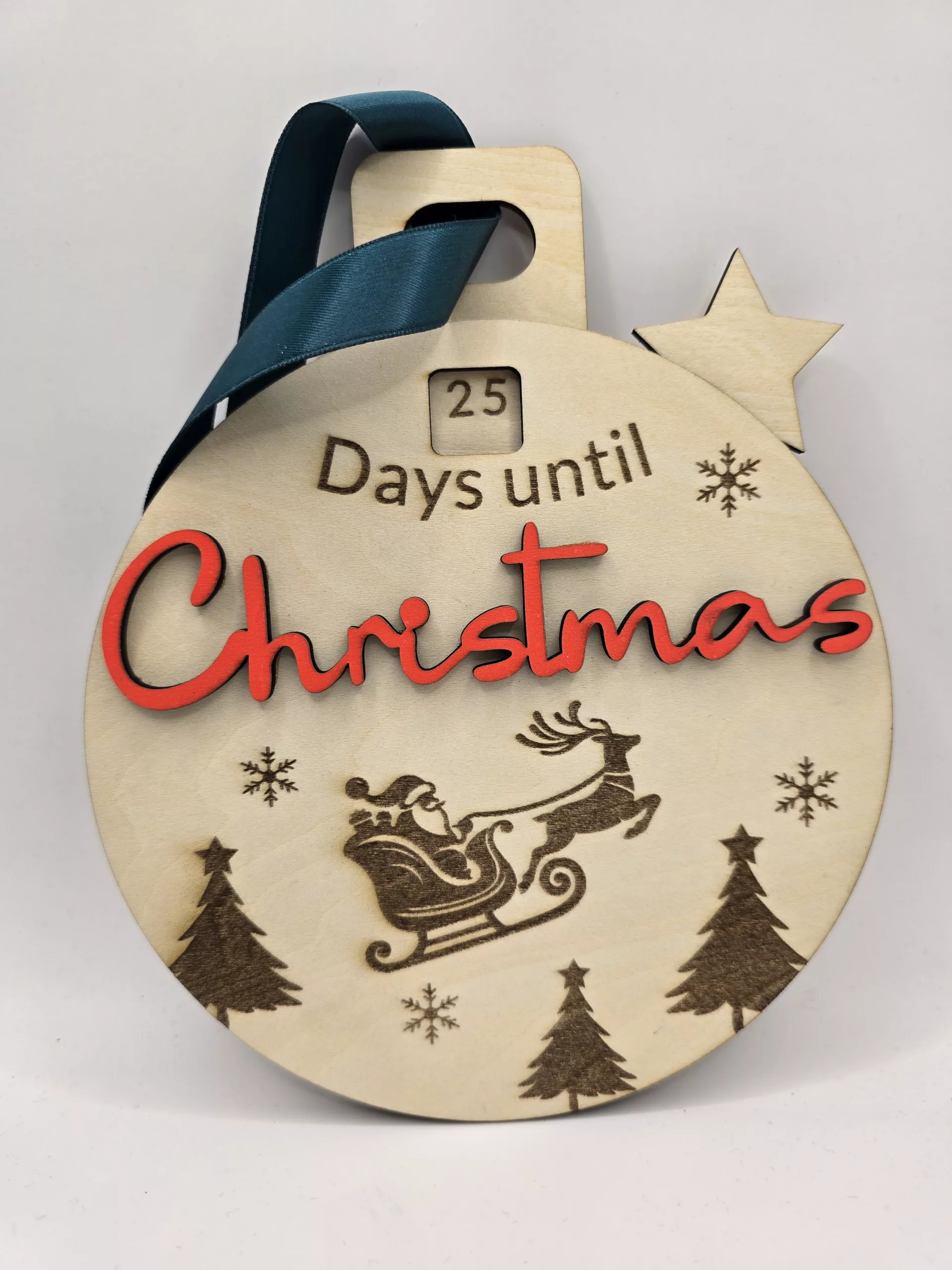 Handmade Christmas Countdown Bauble - Wooden Decretive Decoration - Image 3
