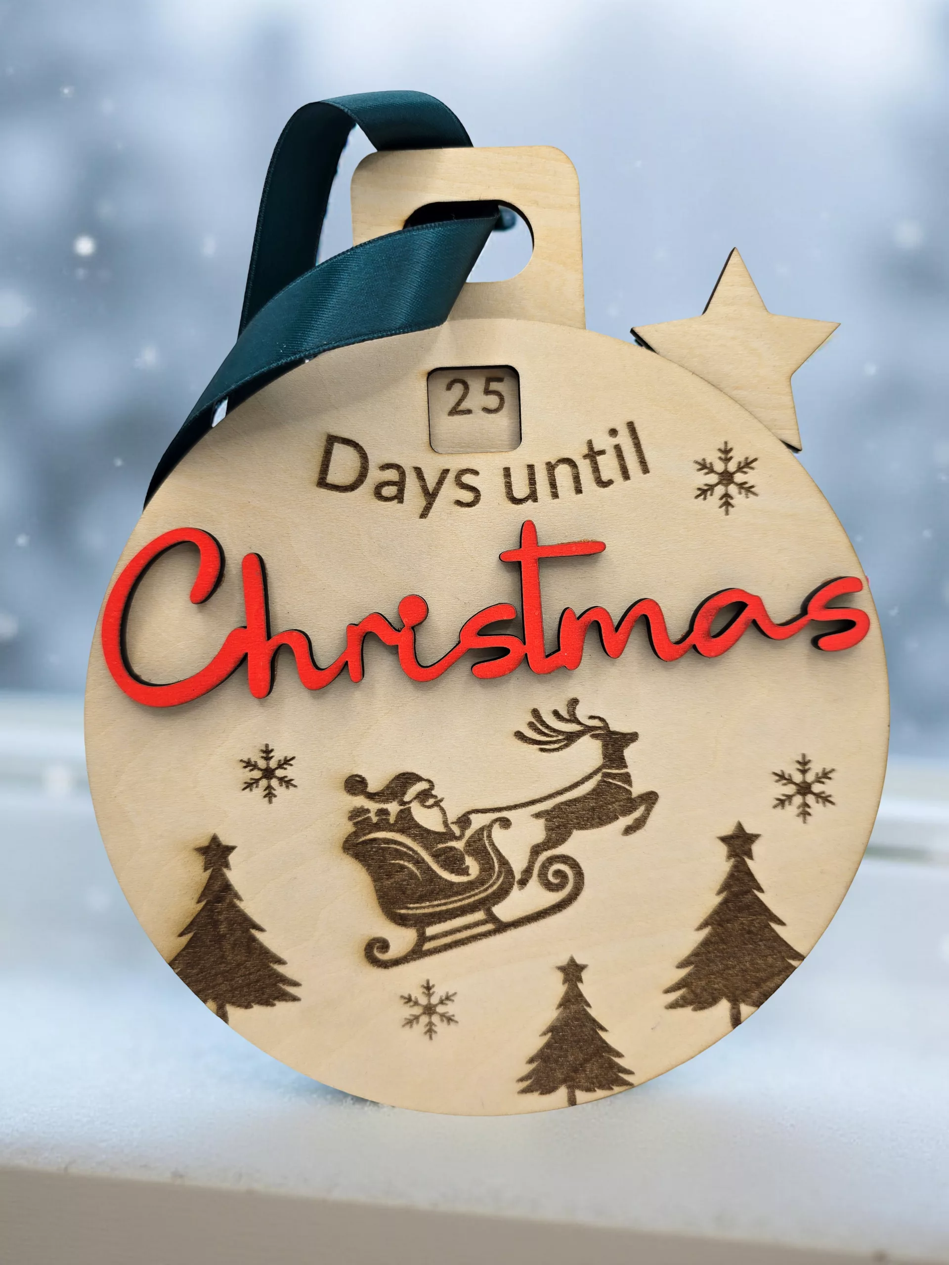 Handmade Christmas Countdown Bauble - Wooden Decretive Decoration - Image 2