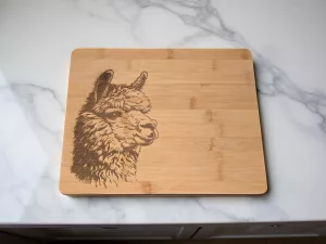 Alpaca engraved bamboo chopping board