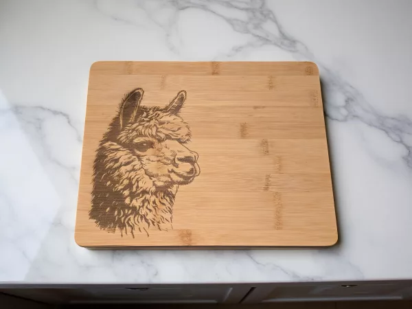 Alpaca engraved bamboo chopping board