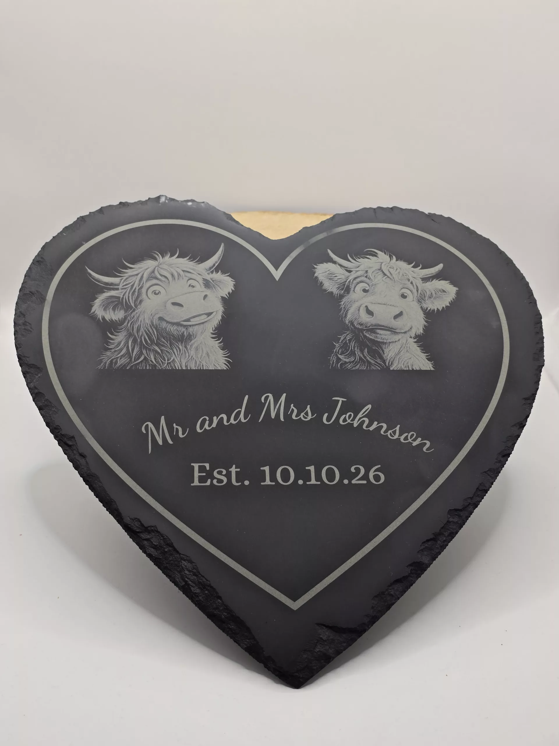 Personalised Highland Cow Heart Slates - Image 10