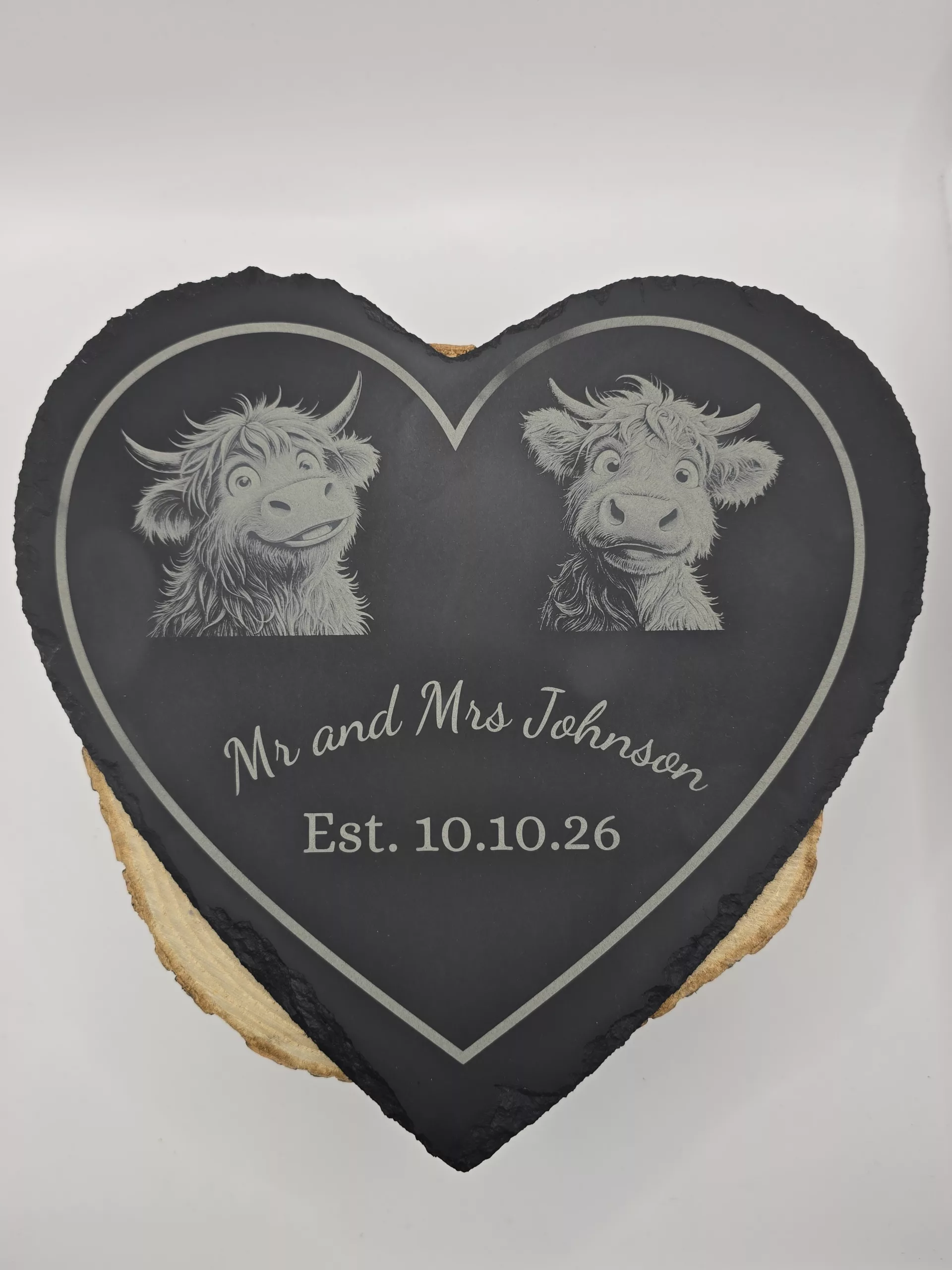 Personalised Highland Cow Heart Slates - Image 9
