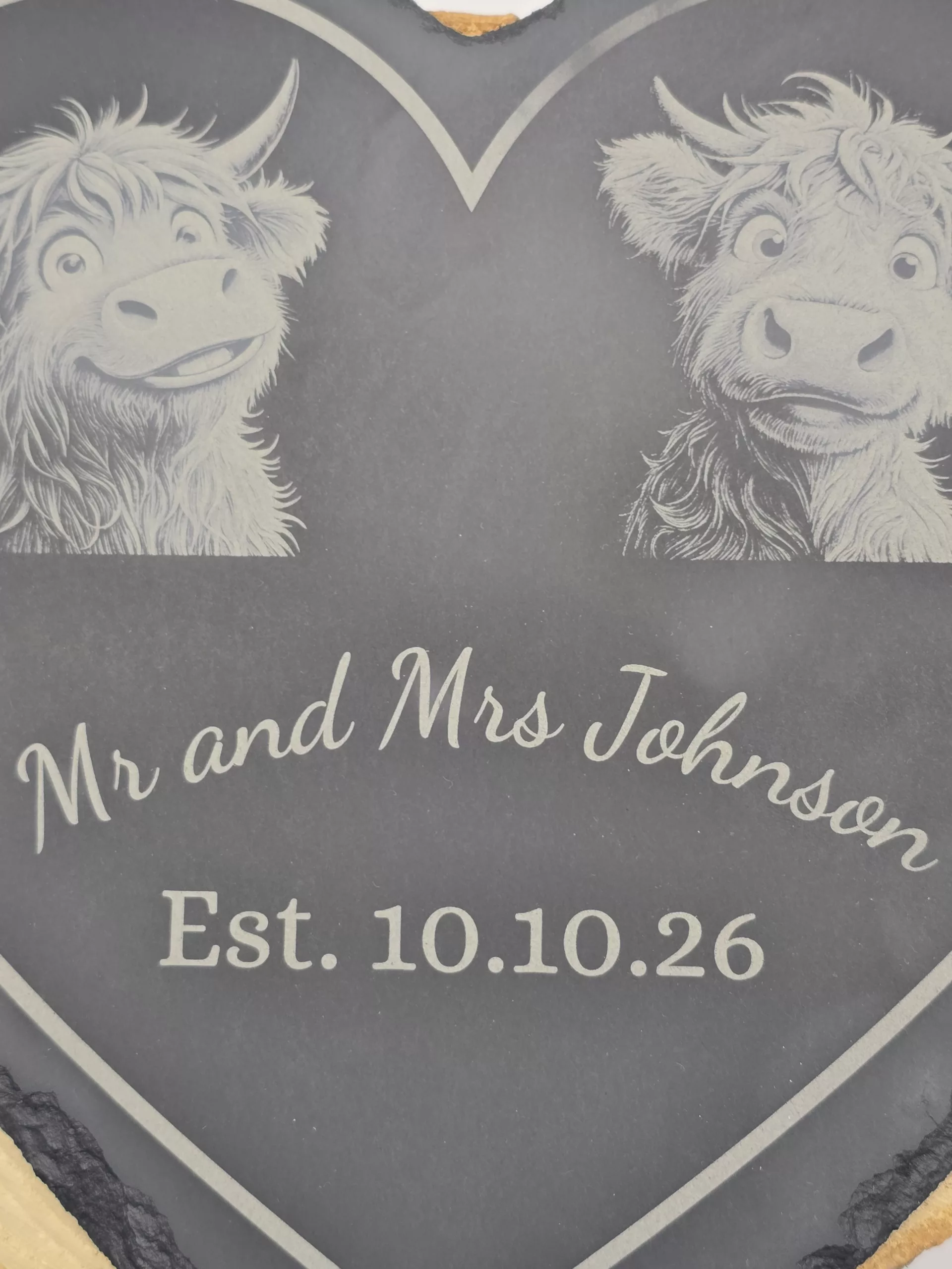 Personalised Highland Cow Heart Slates - Image 6